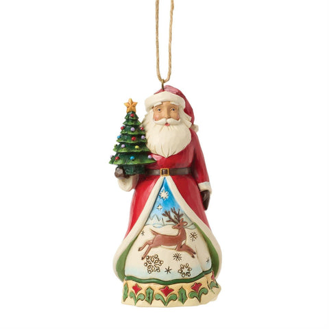 Santa with Tree with a deer on his cloak Ornament - Jim Shore