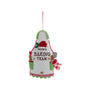 Santa’s Baking Team apron ornament with a Santa hat, rolling pin, baking tools, and festive red, green, and white details.
