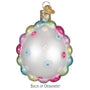Decorative Easter Egg ornament with floral design on a white background back of ornament