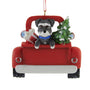 Personalized Schnauzer Dog in Back of a classic red Truck Ornament