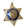 Personalized Sheriff Badge Ornament showing suggested name and year placement on the back blue ring of the badge.