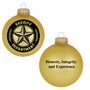 Sheriff Department glass bulb ornament with badge emblem and printed message. A meaningful gift for deputies, retirees, and law enforcement families.