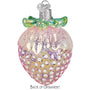 Decorative glass strawberry ornament with a textured surface on a white background