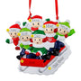 Personalized Sledding Family of 6 Ornament