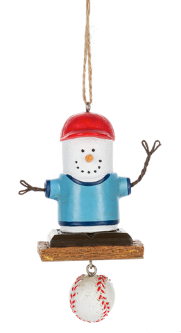 S’mores Baseball Fan ornament for baseball fans, players, and sports-themed trees. A playful holiday gift with sweet seasonal charm.