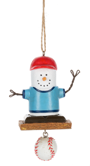 S’mores Baseball Fan ornament for baseball fans, players, and sports-themed trees. A playful holiday gift with sweet seasonal charm.