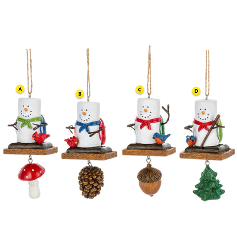 Smores Woodland Ornament Assortment MX194615 with letters