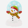Colorful snowman ornament with a blue background