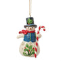Snowman holding Candy Cane Ornament - Jim Shore
