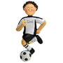 Soccer player figurine with Black Uniform on a white background