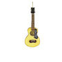 Yellow Spanish floral guitar ornament with dark fretboard and decorative black pickguard