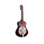 Red and black spider resonator guitar ornament with detailed silver-toned metal plate