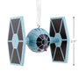 Star Wars TIE Fighter ornament with measurement label on a white background