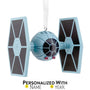 Star Wars TIE fighter ornament with customizable text on a white background