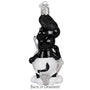 Decorative ornament shaped like Steamboat Willie Skipper with a top hat on a white background back view