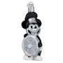 Decorative ornament shaped like Steamboat Willie Skipper with a top hat on a white background