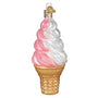 Strawberry Swirl Soft Serve Ice Cream Cone Ornament - Old World Christmas