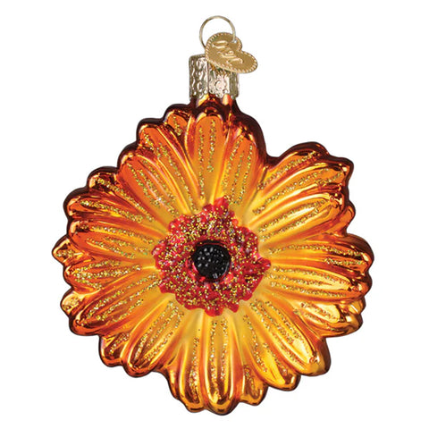 A Beautiful Golden Color Sunset Gerbera Daisy Ornament - Old World Christmas 