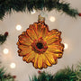 A Beautiful Golden Color Sunset Gerbera Daisy Ornament - Old World Christmas 