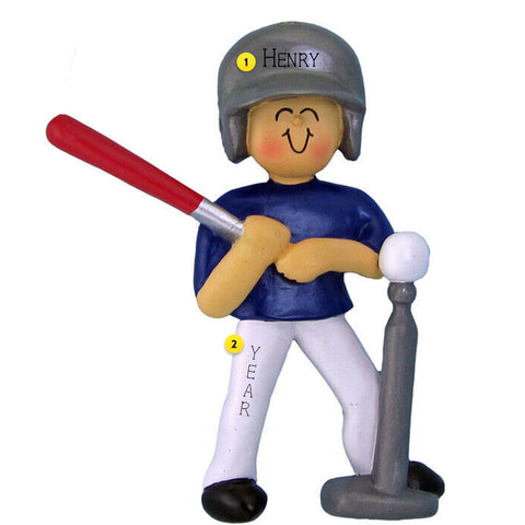 T-Ball Boy Ornament for your tree can be personalized