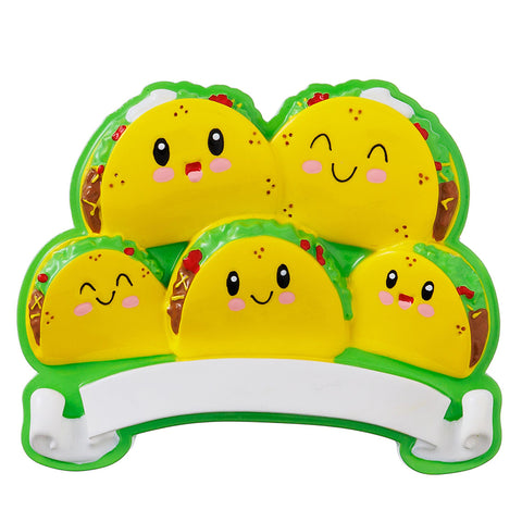 Taco Family Of 5 Personalized Ornament