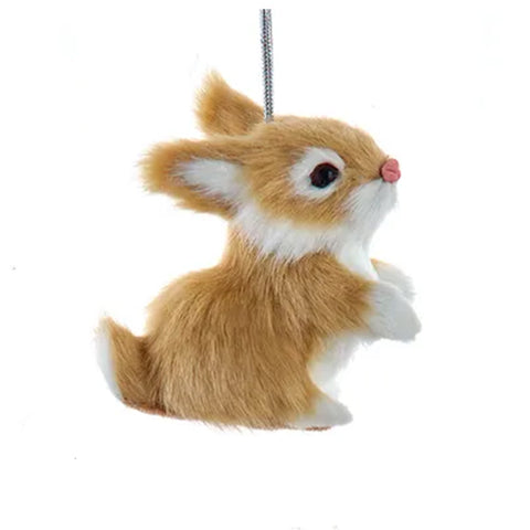 Plush Bunny ornament hanging on a white background