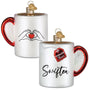 Swiftea Fearless Flavor Mug Ornament for Swifties with heart hands image on one side