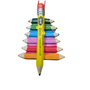 Back of Personalized Teacher Pencil Stack Ornament showing teacher name and year personalization on the yellow pencil.