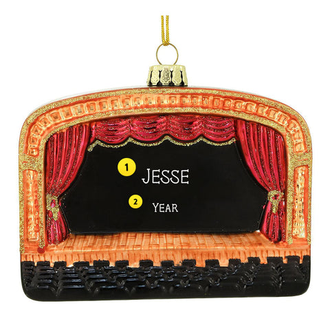 Theater Stage with red curtain glass Christmas Ornament Personalized