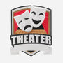 Decorative ornament with theater masks and the word 'THEATER' on a white background