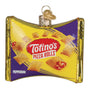 Decorative ornament shaped like a Totino's Pizza Rolls package with pepperoni flavor text.