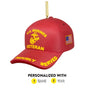 Personalized U.S. Marine Corps Veterans Cap ornament shown with name and year personalization options below the design.