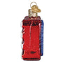 Decorative ornament with 'USA' in red and blue on a white background side view