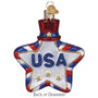 Star-shaped ornament with 'USA' text on a white background