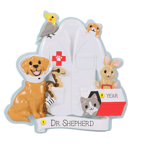 Personalized Veterinarian Lab Coat with Animals Ornament