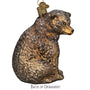 Bear-shaped ornament with textured fur pattern on a white background back view