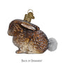 Glass ornament of a Vintage Cottontail bunny on a white background back side
