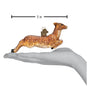 Vintage glass ornament of a deer with a 5-inch measurement label on a white background