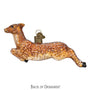 Vintage glass ornament of a deer on a white background back view