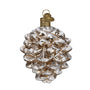 Decorative glass pine cone ornament on a white background