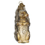 Glass ornament shaped like a vintage  squirrel on a white background