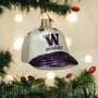 Decorative ornament shaped like a baseball cap with 'Washington Huskies' logo on a Christmas tree.
