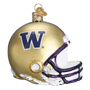 Decorative glass Washington football helmet ornament with 'W' logo on a white background