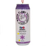 White Claus Hard Seltzer can ornament with purple accents on a white background