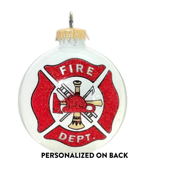 Personalized Fire Department Glass Ornament
