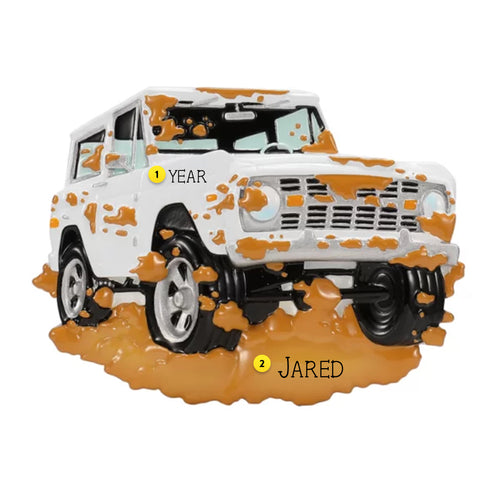 Personalized White Off Roading/Mudding Truck Ornament OR2735