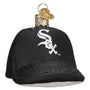 Black baseball cap ornament with a White Sox logo on a white background