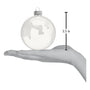 Size reference image for the Old World Christmas 3.5" ball ornament box sets, showing a white ball ornament resting on an open hand with a 3.5 inch size marker beside it.