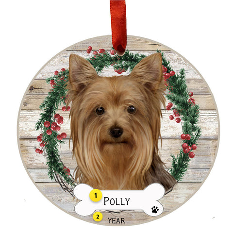 Long Coat Yorkie Dog Personalized Christmas Ornament