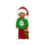 Brown Skin or Mixed Race Girl in Christmas Pajamas Ornament 